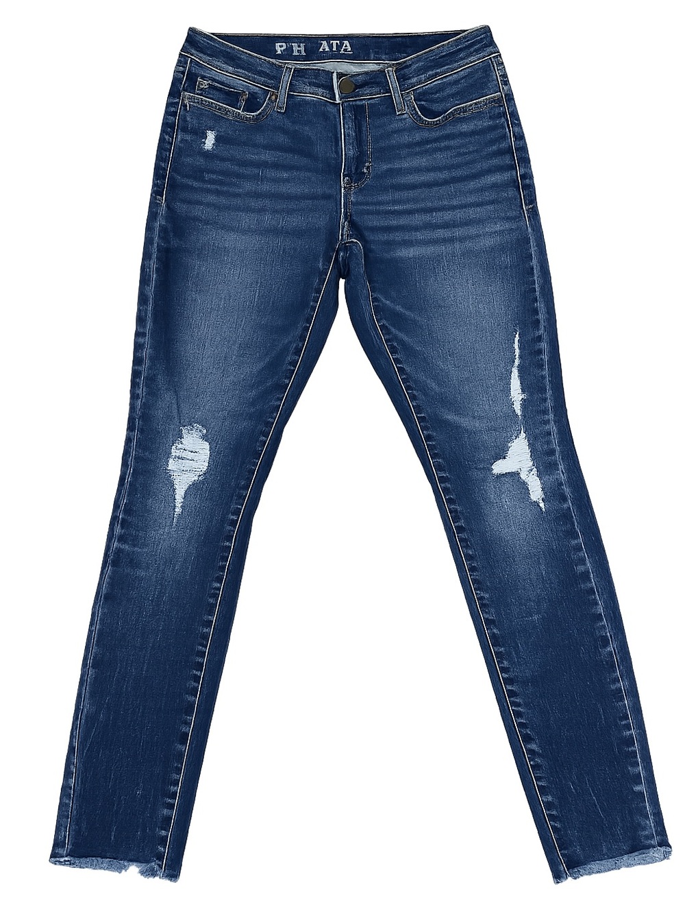 a.n.a. Mid Rise Jeggings Women’s 6P Petite Dark Wash‎ Distressed Raw Hem Stretch